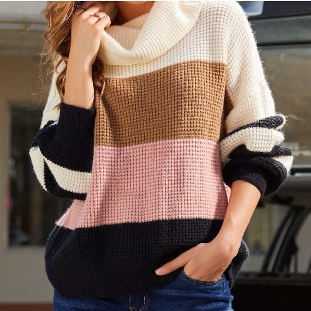 Weekend cowl neck sweater striped